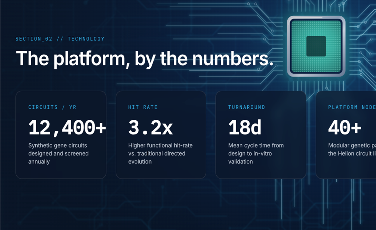 Helion Bio landing page screenshot 2